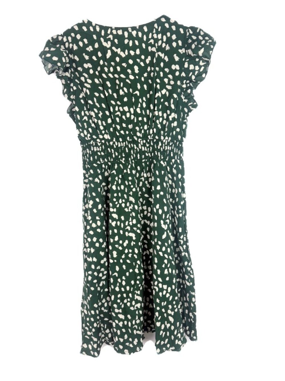 NWT Cupshe Olive Irregular Polka Dot Flutter Sleeve Midi Dress Size Small S NEW - Picture 8 of 9